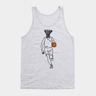 Basket Head, basketball player drawing with a hoop for a head! Tank Top